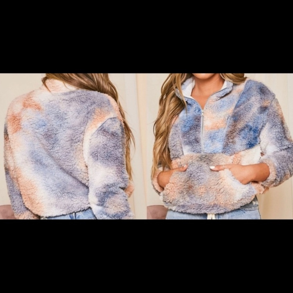 Cozy Multicolor Sherpa  Half ZipPullover - Picture 3 of 8